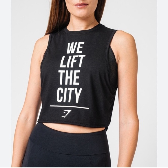 Tops - Gym Shark black We Lift the City tank Houston, sz L